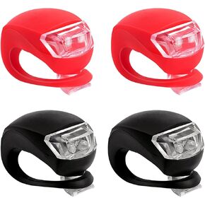 4 Pack Bike Light, Bicycle Light, Silicone LED Bike Light Set, 2 Pcs Bike Headlight and 2 Pcs Taillight,Multi-Purpose Waterproof Bike Light,Red and White,Batteries Included