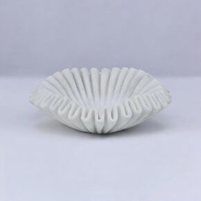 Marble Ruffle Bowl Handcrafted Decorative ScallopBowls - Antique Catchall Jewelry Dish Fruit Organizer for Home & Kitchen (6 inches)