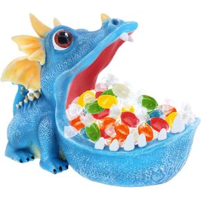 MOYI Dinosaur unique Statue Home Resin Figurine Fun Candy Dish,entryway decorative Key Bowl,Big Mouth Sculpture Table Art Decoration Sundries Container Storage Box for living room-Orange