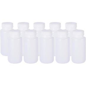 PATIKIL 25 Pcs 250ml Reagent Bottles, HDPE Wide Mouth Round Bottles with Screw Cap for Lab Water Reagent Liquids Solid Sample Storage Seal, Translucent White