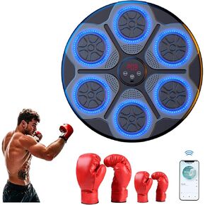 2024 Music Boxing Machine with Two Boxing Gloves, Wall Mounted Smart Bluetooth Music Boxing Trainer, Electronic Boxing Target Workout Punching Equipment for Home, Indoor and Gym,Adults and Kids