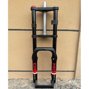 20 inch 4.0" Fat Tire Electric Bike Air Suspension Fork, Spacing Hub 135mm 1 1/8 Straight Tube MTB Manual Lockout 9mm QR Mountain Bike Double Shoulder Ebike Front Forks(20"×4")