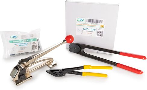مجموعة الربط الفولاذية IDL Packaging PRO 1/2 بوصة × 300 بوصة، قوة كسر 1100 رطل - أدوات احترافية وملفات ربط صغيرة - ما يكفي من الربط والأختام لـ 150 استخدامًا قبل إعادة التعبئة in Saudi Arabia