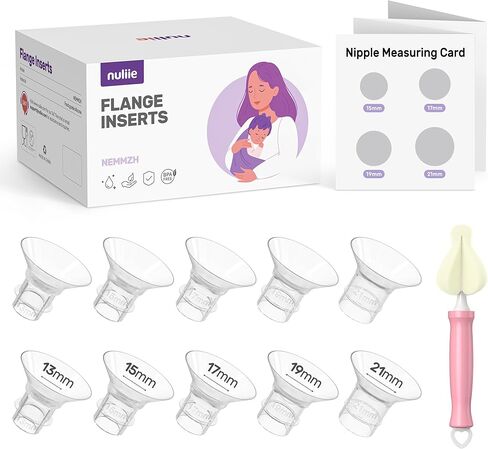 Nuliie 8PCS Flange Inserts 14/16/18/20mm for 24mm Flange/Shield of Most Pumps, BPA Free Flange Sizing Kit, Compatible with Momcozy/Medela/Elvie/Spectra/Bellababy/TSRETE/Willow/Nuliie Breast Pumps in Kuwait