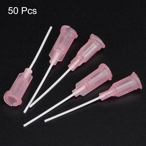 uxcell 50 Pcs 20G Plastic Dispensing Needles with Luer Lock, 1.5" PTFE Needle Tube PP Heat-Resistant Plastic Blunt Tip for Liquid Glue Gun, Pink in Saudi Arabia