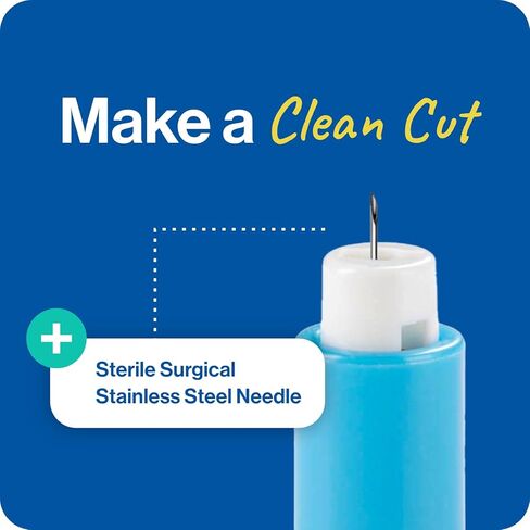 مشارط أمان يمكن التخلص منها لاختبار مرض السكري - 23 جم × 2.2 مم، إبر معقمة محملة مسبقًا - مشارط كيتو ومشارط مرضى السكري مع غطاء ملتوي لسهولة اختبار الدم في أي مكان بواسطة OWELL، 100 قيراط. in Kuwait