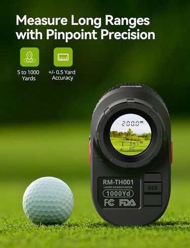 Golf Rangefinder with Slope, USB C Rechargeable Laser Range Finder Golfing 1000Y with 6X Magnification, High-Precision Flag Lock Pulse Vibration, Magnet Stripe for Target Shooting and Hunting in Saudi Arabia