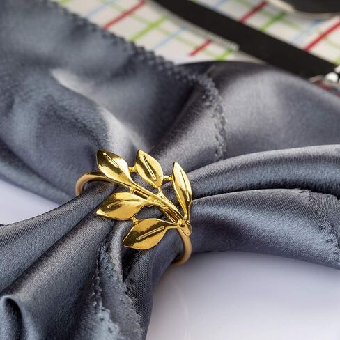 مجموعة حلقات المناديل الفضية المكونة من 6 قطع، مجموعة حلقات المناديل المعدنية بإبزيم للمناديل القماشية لحفلات الزفاف، وعيد الفصح، والولائم، وحفلات الشاي، وأعياد الميلاد، وديكور طاولة الطعام لعيد الشكر (على شكل ورقة شجر). in Kuwait