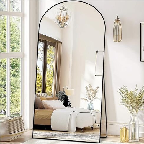 Oversized Full Length Mirror 72x44 Inch - Wall Mounted or Standing Floor Mirror with Aluminum Alloy Frame, Shatterproof Tempered Glass - Modern Mirror for Bedroom, Living Room, Closet, Black in Kuwait