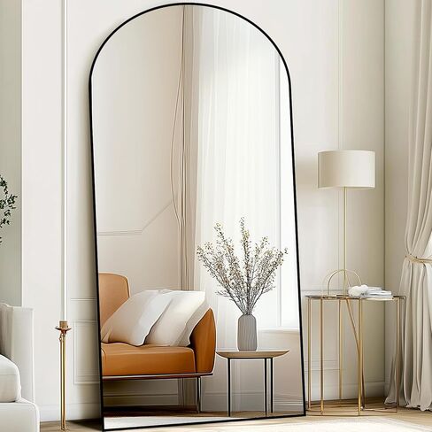 Oversized Full Length Mirror 72x44 Inch - Wall Mounted or Standing Floor Mirror with Aluminum Alloy Frame, Shatterproof Tempered Glass - Modern Mirror for Bedroom, Living Room, Closet, Black in Kuwait