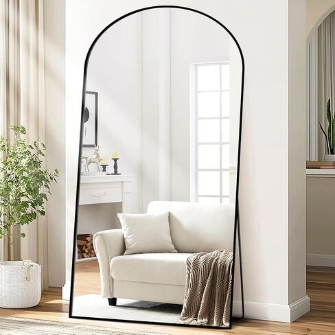 Oversized Full Length Mirror 72x44 Inch - Wall Mounted or Standing Floor Mirror with Aluminum Alloy Frame, Shatterproof Tempered Glass - Modern Mirror for Bedroom, Living Room, Closet, Black in Kuwait