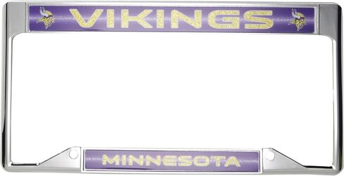 Rico Industries NFL Minnesota Vikings Inverted Bling Chrome Plate Frame in Saudi Arabia