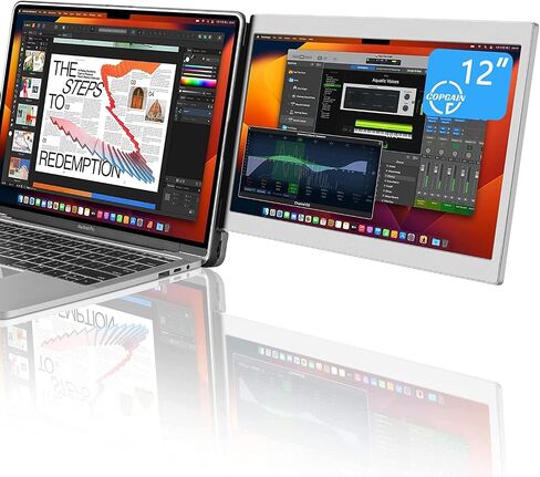 P2 Triple Portable Monitor for Laptop Screen Extender 12 Inch Dual Monitors Extender FHD 1080P IPS Display Type-C/HDMI/USB-A/Speakers for 13-16 Inch Notebook Computer Windows Mac Phone in Kuwait