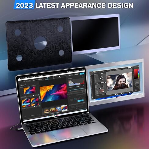 P2 Triple Portable Monitor for Laptop Screen Extender 12 Inch Dual Monitors Extender FHD 1080P IPS Display Type-C/HDMI/USB-A/Speakers for 13-16 Inch Notebook Computer Windows Mac Phone in Kuwait