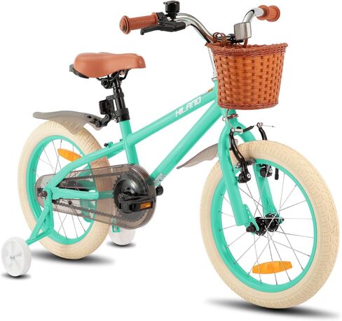 HILAND Girls Bike for Toddlers and Kids Ages 3-7 Years Old, 14 16 Inch Kids Bike with Training Wheels Basket in Saudi Arabia