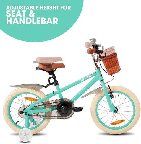 HILAND Girls Bike for Toddlers and Kids Ages 3-7 Years Old, 14 16 Inch Kids Bike with Training Wheels Basket in Saudi Arabia