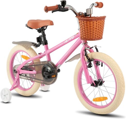 HILAND Girls Bike for Toddlers and Kids Ages 3-7 Years Old, 14 16 Inch Kids Bike with Training Wheels Basket in Saudi Arabia