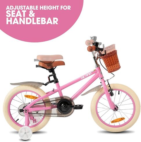HILAND Girls Bike for Toddlers and Kids Ages 3-7 Years Old, 14 16 Inch Kids Bike with Training Wheels Basket in Saudi Arabia