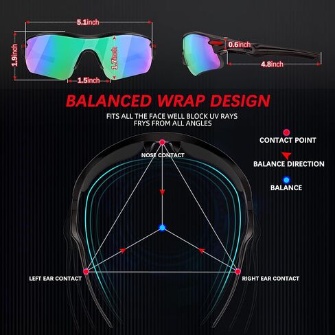 Sports Sunglasses for Men Women Youth Baseball Fishing Cycling Running Golf Motorcycle Glasses Sports Sunglasses in Saudi Arabia