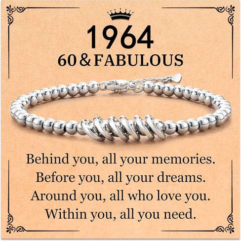 50th 60th Birthday Gifts for Women, Birthday Bracelet for Women with Birthday Gift Card, 1974 1964 Birthday Jewelry Gifts for 50 60 Year Old Woman Mom Grandma Sister Aunt Wife Friends in Kuwait