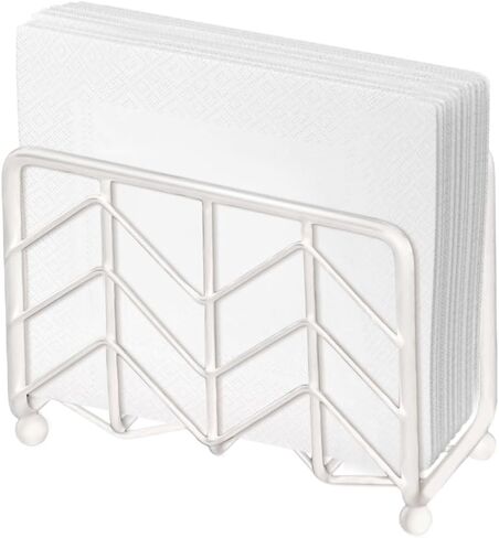 Napkin Holder for Table, Simple Design Napkins Dispenser Decorative Metal Napkins Holder for Home Kitchen Table (White) in Saudi Arabia