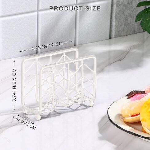 Napkin Holder for Table, Simple Design Napkins Dispenser Decorative Metal Napkins Holder for Home Kitchen Table (White) in Saudi Arabia