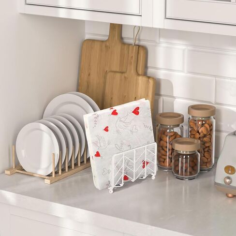 Napkin Holder for Table, Simple Design Napkins Dispenser Decorative Metal Napkins Holder for Home Kitchen Table (White) in Saudi Arabia