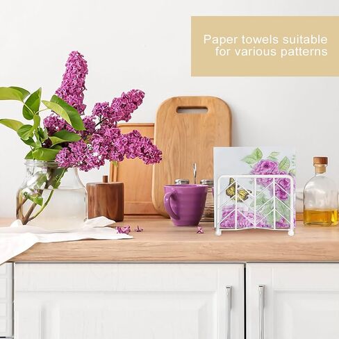 Napkin Holder for Table, Simple Design Napkins Dispenser Decorative Metal Napkins Holder for Home Kitchen Table (White) in Saudi Arabia