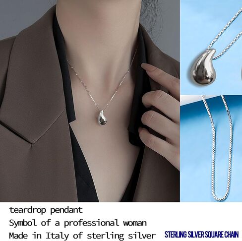 مجموعة قلادة من الفضة الاسترليني وأقراط من اللؤلؤ AAAAA، قلادة من اللؤلؤ المستزرع - قطرة الماء - سلسلة على شكل عظمة الثعبان - مجوهرات من الفضة الاسترليني للسيدات العصريات in Kuwait