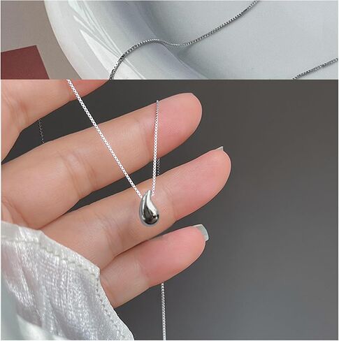 مجموعة قلادة من الفضة الاسترليني وأقراط من اللؤلؤ AAAAA، قلادة من اللؤلؤ المستزرع - قطرة الماء - سلسلة على شكل عظمة الثعبان - مجوهرات من الفضة الاسترليني للسيدات العصريات in Kuwait