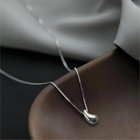 مجموعة قلادة من الفضة الاسترليني وأقراط من اللؤلؤ AAAAA، قلادة من اللؤلؤ المستزرع - قطرة الماء - سلسلة على شكل عظمة الثعبان - مجوهرات من الفضة الاسترليني للسيدات العصريات in Kuwait