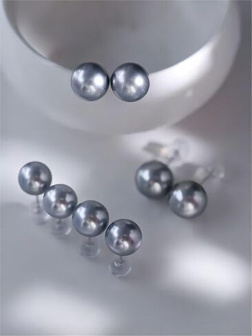 مجموعة قلادة من الفضة الاسترليني وأقراط من اللؤلؤ AAAAA، قلادة من اللؤلؤ المستزرع - قطرة الماء - سلسلة على شكل عظمة الثعبان - مجوهرات من الفضة الاسترليني للسيدات العصريات in Kuwait