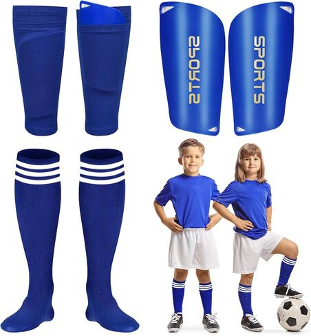 Soccer Shin Guards Soccer Shin Pads Set with Shin Sleeves and Long Soccer Socks Optimized Insert Pocket Protective Soccer Lightweight Soccer Equipment for Boys Girls Men Soccer Game in Kuwait