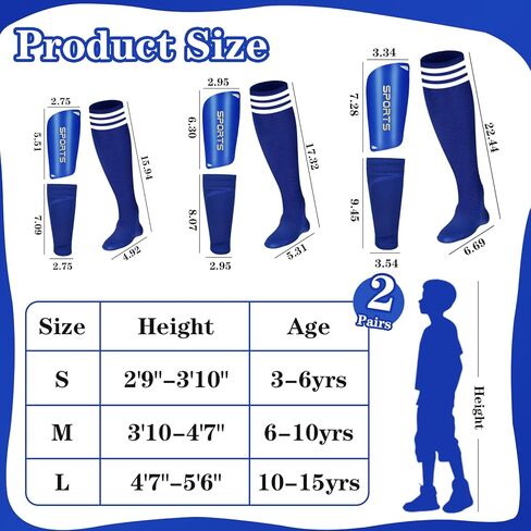 Soccer Shin Guards Soccer Shin Pads Set with Shin Sleeves and Long Soccer Socks Optimized Insert Pocket Protective Soccer Lightweight Soccer Equipment for Boys Girls Men Soccer Game in Kuwait