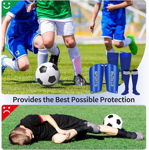 Soccer Shin Guards Soccer Shin Pads Set with Shin Sleeves and Long Soccer Socks Optimized Insert Pocket Protective Soccer Lightweight Soccer Equipment for Boys Girls Men Soccer Game in Kuwait