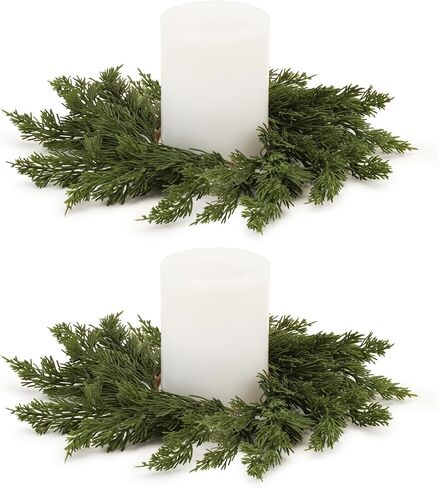 حلقة شموع من خشب الصنوبر ميلروز، عيد الميلاد، 40.64 سم عمق، بلاستيك، تناسب شمعة مقاس 10.16 سم in Kuwait