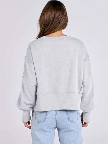 ANRABESS Womens Cropped Oversized Sweatshirts Crewneck Long Sleeve Pullover Crop Tops 2024 Fall Teen Girls Preppy Clothes in Kuwait