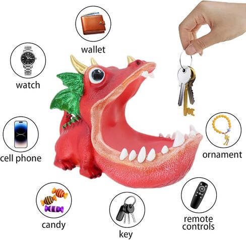 MOYI Dinosaur unique Statue Home Resin Figurine Fun Candy Dish,entryway decorative Key Bowl,Big Mouth Sculpture Table Art Decoration Sundries Container Storage Box for living room-Orange in Saudi Arabia
