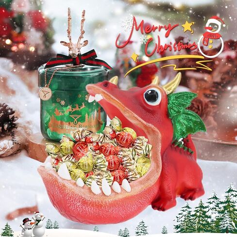 MOYI Dinosaur unique Statue Home Resin Figurine Fun Candy Dish,entryway decorative Key Bowl,Big Mouth Sculpture Table Art Decoration Sundries Container Storage Box for living room-Orange in Saudi Arabia
