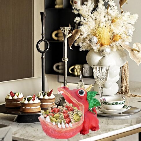 MOYI Dinosaur unique Statue Home Resin Figurine Fun Candy Dish,entryway decorative Key Bowl,Big Mouth Sculpture Table Art Decoration Sundries Container Storage Box for living room-Orange in Saudi Arabia