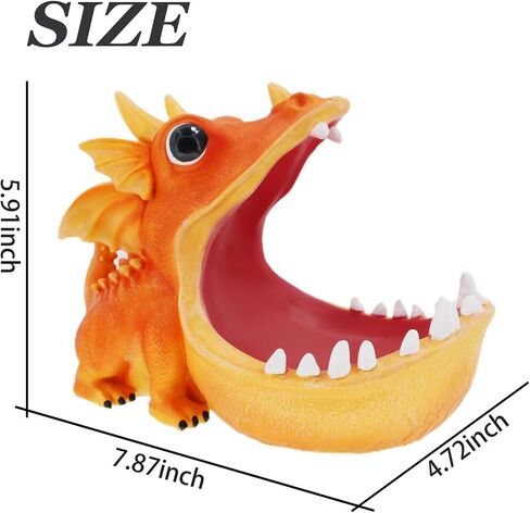 MOYI Dinosaur unique Statue Home Resin Figurine Fun Candy Dish,entryway decorative Key Bowl,Big Mouth Sculpture Table Art Decoration Sundries Container Storage Box for living room-Orange in Saudi Arabia
