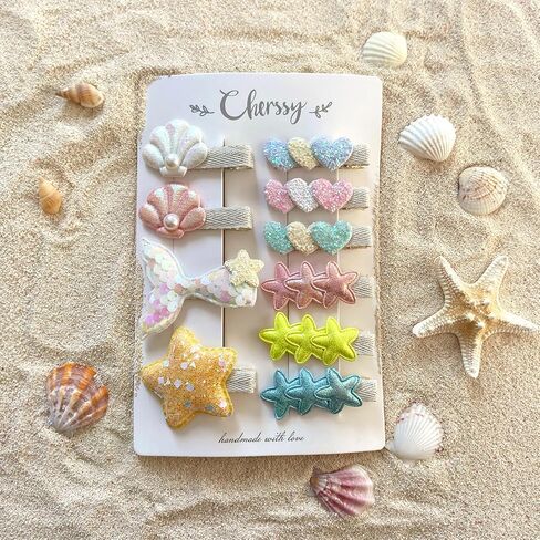 Star Hair Clips for Girls, 10 Pcs Glitter Silver & Gold Fully Lined Alligator Clips, Non Slip Baby Barrettes Hair Pins Accessories for Toddlers Kids' Fine Hair in Saudi Arabia