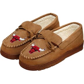 FOCO Chicago Bulls NBA Mens Team Logo Moccasin Slippers - M