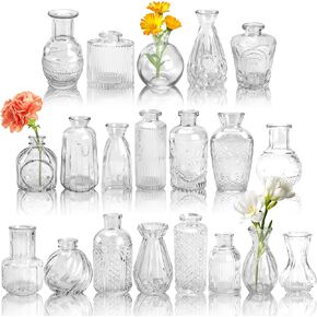 Der Rose Glass Bud Vases Set of 12, Small Bud Vases for Flowers, Rustic Wedding Centerpieces and Home Decor