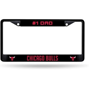 Rico Industries NBA Chicago Bulls #1 DAD Black Chrome Frame W' Decal Insert 12" x 6" Car/Truck Auto Accessory