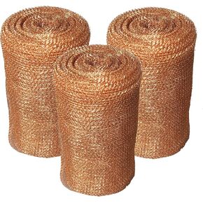 AWF PRO - 4" x 60' Copper Mesh for Pest, Mice and Rodent Control. Pack of 3. Perfect for Homes, Gardens and Decor. Rust and Bacteria Resistant, Long Lasting (3 Rolls of 20')