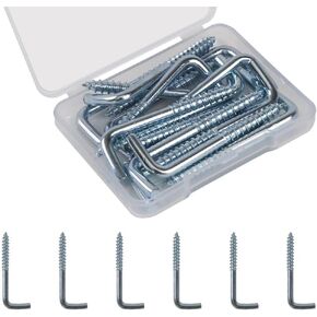 Screw-in Hooks Right-Angle L Shaped Hooks 7 Shape Self-Tapping Screw Hooks for Hanging (20pcs-40mm)
