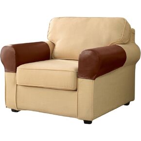 Waterproof Armrest Covers Luxury PU Leather Stretch Arm Covers for Chairs Couch Sofa Wipeable Armchair Slipcovers for Recliner Sofa 2pcs, Cream