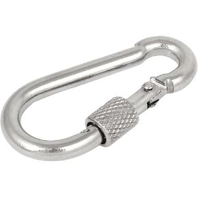 uxcell 2-Inch Length 304 Stainless Steel Spring Snap Hook Carabiner W Screw Lock