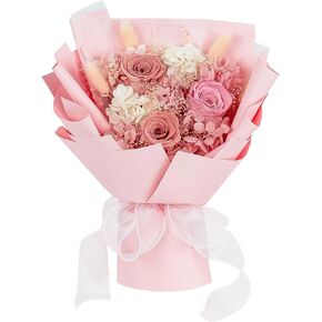 Fulolar Preserved Flowers Bouquet, Gift Box Packed Natural Long Lasting Forever Rose Mix Bouquet, Gift for Her Valentine's Day, Mother's Day, Birthday, Anniversary -Pink